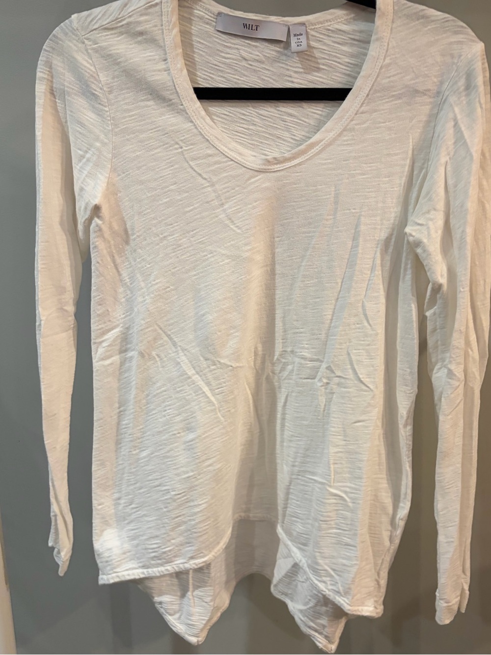 Wilt White Long-Sleeve Scoop Neck Top